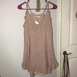 Slip dress with ruffle armhole